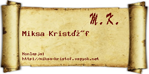 Miksa Kristóf névjegykártya