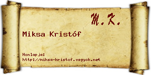 Miksa Kristóf névjegykártya